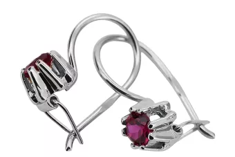 Lira sterlină de argint 925 14k 583 Ruby cercei vec053s Rusesc Sovietic URSS Vintage Craft Art Deco style